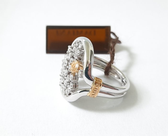 ANELLO DAMIANI BAGLIORI IN ORO BIANCO E ORO ROSA CON DIAMANTI ( ct. 1,06 ) - immagine 3