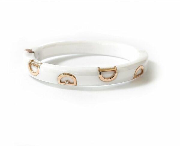 BRACCIALE DAMIANI D.ICON IN CERAMICA BIANCA, ORO ROSA E DIAMANTE ( ct.0,01 )
