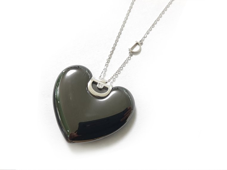 COLLANA A CUORE DAMIANI D.ICON IN CERAMICA NERA, CON DIAMANTE ( ct. 0,01 )