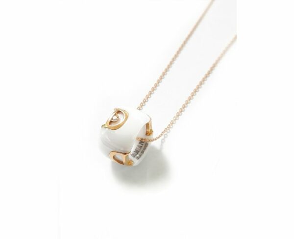 COLLANA DAMIANI D.ICON IN CERAMICA BIANCA, ORO ROSA CON DIAMANTE ( ct. 0,01 )