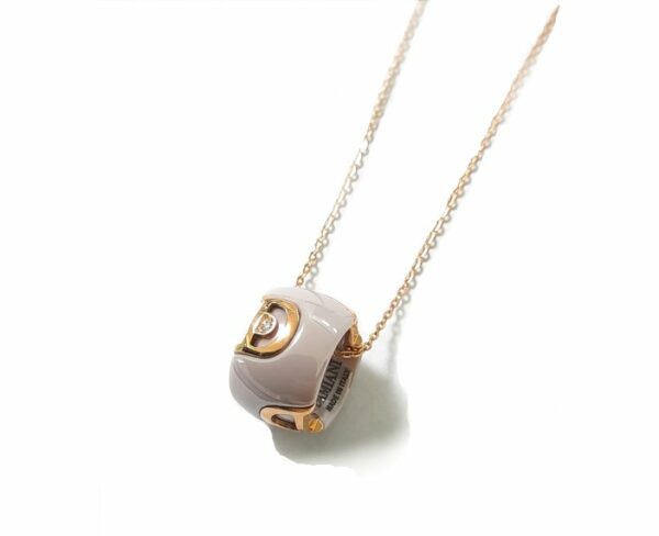 COLLANA DAMIANI D.ICON IN CERAMICA CAPPUCCINO, ORO ROSA CON DIAMANTE ( ct. 0,01 )