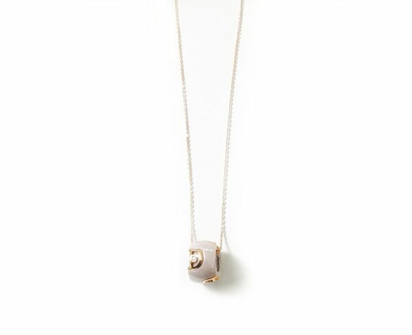 COLLANA DAMIANI D.ICON IN CERAMICA CAPPUCCINO, ORO ROSA CON DIAMANTE ( ct. 0,01 ) - immagine 2