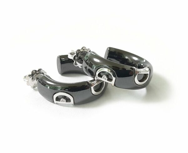 ORECCHINI DAMIANI D.ICON IN CERAMICA NERA, ORO BIANCO CON DIAMANTI ( ct. 0,02 )