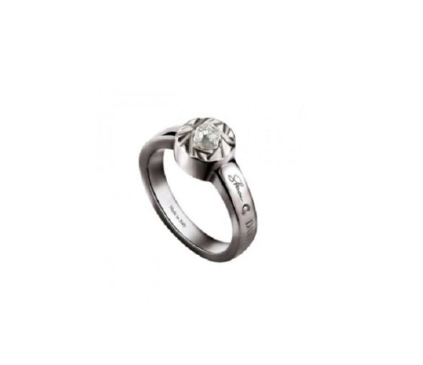 ANELLO DAMIANI MAJI IN ARGENTO BRUNITO CON DIAMANTE GREZZO ( ct.1,00 )