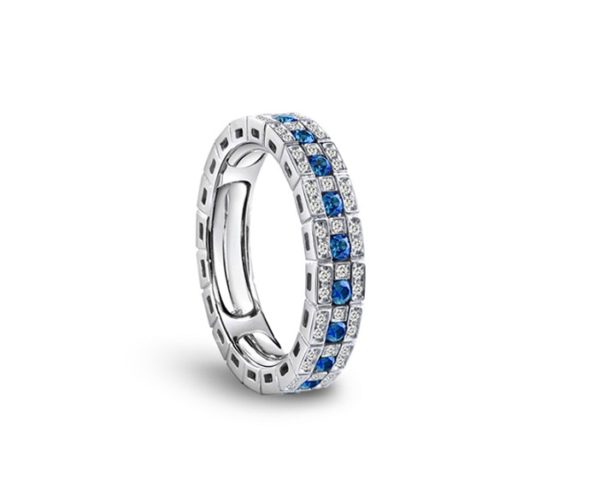 ANELLO ETERNAL CONFORT DAMIANI BELLE EPOQUE IN ORO BIANCO CON DIAMANTI (ct.0,30) E ZAFFIRI (ct.0,60)