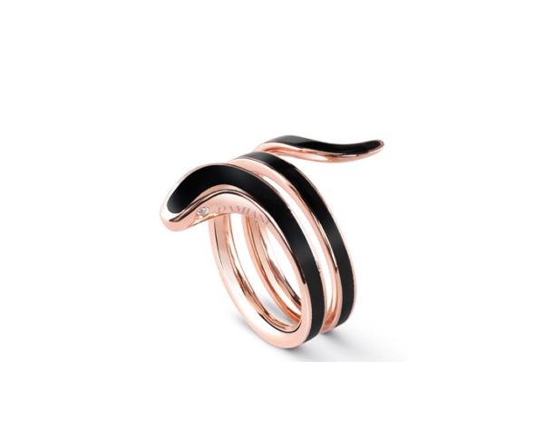 ANELLO DAMIANI EDEN IN CERAMICA NERA, ORO ROSA CON DIAMANTI ( ct. 0,02 ) AL NUMERO 15