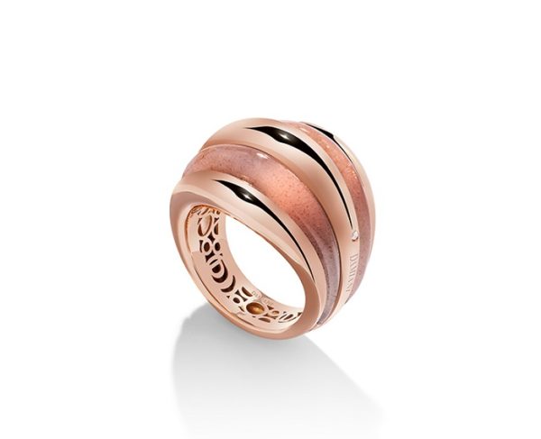 ANELLO DAMIANI SPICCHI DI LUNA IN ORO ROSA CON SUNSTONE E DIAMANTE (ct.0,01)