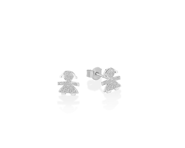 Orecchini Le Bebè - 'Le Briciole' Per Neonata In Oro Bianco 18kt Con Diamante
