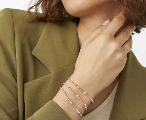 BRACCIALE MARCO BICEGO MARRAKECH AD UN FILO IN ORO GIALLO E BIANCO CON DIAMANTI (ct. 0,15) - immagine 2