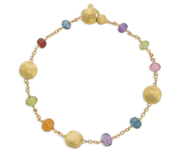 BRACCIALE MARCO BICEGO AFRICA GEMSTONE IN ORO GIALLO CON GEMME MULTICOLORE