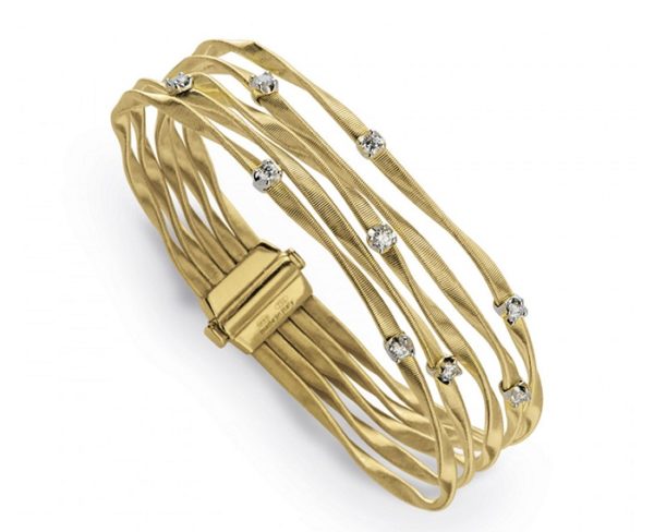 BRACCIALE MARCO BICEGO MARRAKECH A CINQUE FILI IN ORO GIALLO E BIANCO CON DIAMANTI (ct. 1,00)