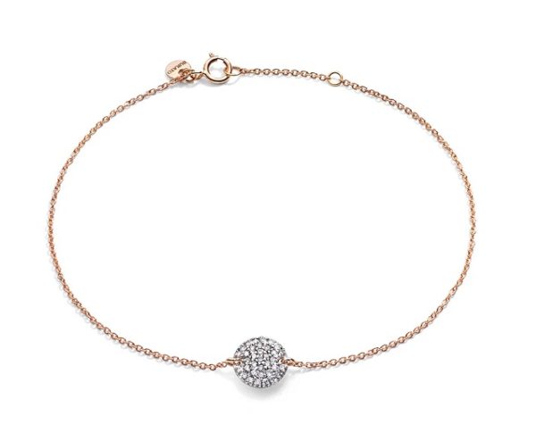 BRACCIALE BURATO GIOIELLI PAILLETTES IN ORO ROSA CON DIAMANTI (ct.0,18)