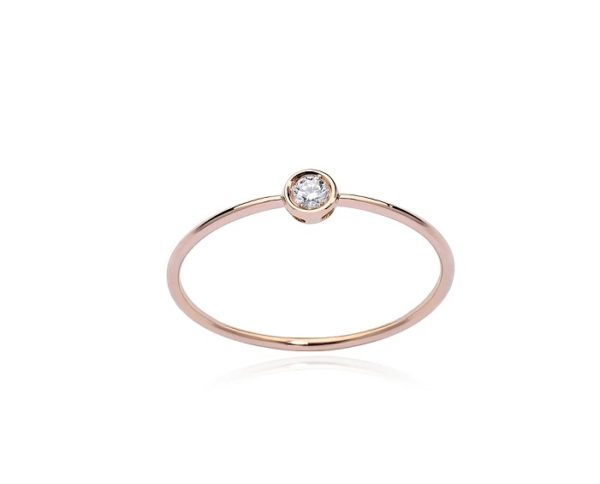 ANELLO BURATO GIOIELLI SOLITAIRE IN ORO ROSA CON DIAMANTE (ct.0,05)