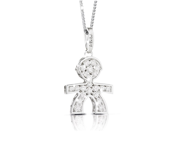 Ciondolo Le Bebe I Pave Bimbo In Oro Bianco Con Pave Di Diamanti Ct 0 33 Corredato Di Catena In Oro Bianco Gioielleria Il Tuo Gioiello