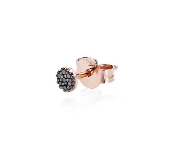 MONO ORECCHINO BURATO GIOIELLI PAILLETTES IN ORO ROSA CON DIAMANTI BLACK (ct.0,035)