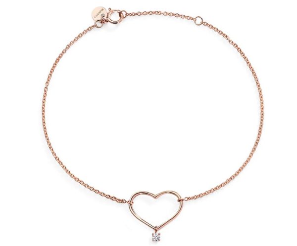 BRACCIALE BURATO GIOIELLI CUORE SOLITAIRE IN ORO ROSA CON DIAMANTE (ct.0,02)