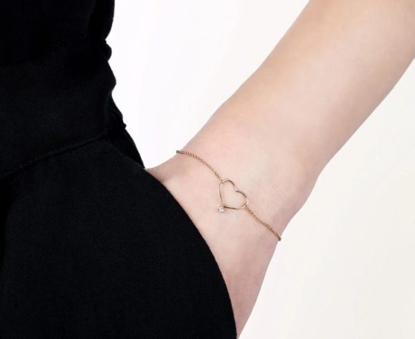 BRACCIALE BURATO GIOIELLI CUORE SOLITAIRE IN ORO ROSA CON DIAMANTE (ct.0,02) - immagine 2