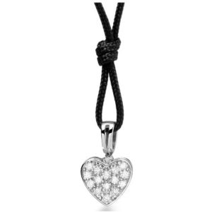 CIONDOLO LE BEBE’ I PAVE’ MICRO CUORE IN ORO BIANCO CON PAVE’ DI DIAMANTI (ct.0,08) CORREDATO DI CORDINO