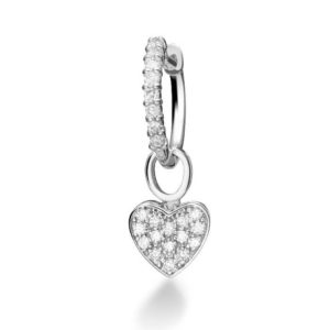 MONO ORECCHINO LE BEBE’ I PAVE’ CUORE IN ORO BIANCO CON DIAMANTI (ct.0,16)