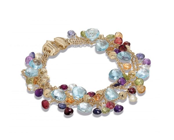 BRACCIALE MARCO BICEGO NEW PARADISE IN ORO GIALLO CON TOPAZI SKY E GEMME MULTICOLORE