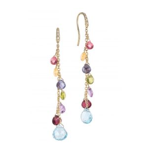 ORECCHINI MARCO BICEGO NEW PARADISE IN ORO GIALLO CON TOPAZI SKY, GEMME MULTICOLORE E DIAMANTI ( ct.0,05 )