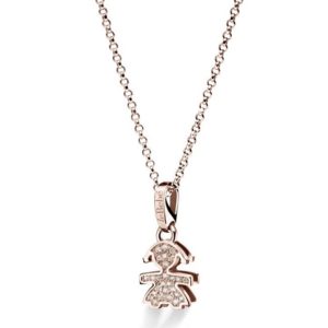 CIONDOLO LE BEBE’ I PAVE’ MINI BIMBA IN ORO ROSA CON PAVE’ DI DIAMANTI (ct.0,11) CORREDATO DI CATENA IN ORO ROSA