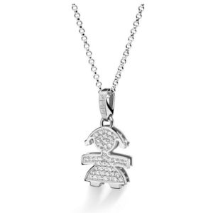CIONDOLO LE BEBE’ I PAVE’ PICCOLI BIMBA IN ORO BIANCO CON PAVE’ DI DIAMANTI (ct.0,22) CORREDATO DI CATENA IN ORO BIANCO