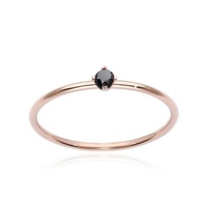 ANELLO BURATO GIOIELLI SOLITAIRE IN ORO ROSA CON DIAMANTE BLACK (ct.0,05)