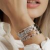 BRACCIALE RF JEWELS ICONIC MOTION SLIM IN ORO BIANCO CON SCRITTA ” FOREVER” E DUE CUORI IN ORO BIANCO CON DIAMANTI ( ct. 1,00) - immagine 3