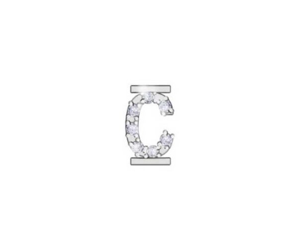 LETTERA ” C ” RF JEWELS ICONIC MOTION IN ORO BIANCO CON DIAMANTI ( ct. 0,03 )