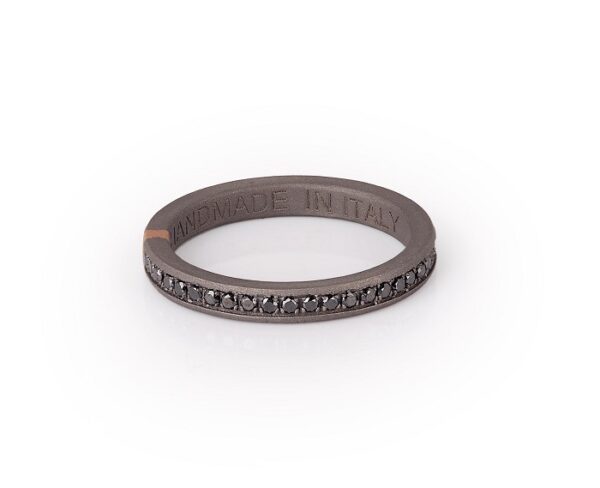 ANELLO DA UOMO MANO JEWELS MINIMAL COLLECTION IN TITANIO, ORO ROSA 18 KT E DIAMANTI BLACK (ct. 0,43) - immagine 3