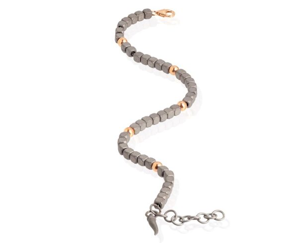 BRACCIALE DA UOMO MANO JEWELS CUBY COLLECTION IN TITANIO E ORO ROSA 9 KT - immagine 2