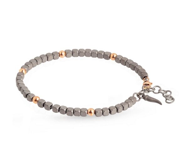 BRACCIALE DA UOMO MANO JEWELS CUBY COLLECTION IN TITANIO E ORO ROSA 9 KT