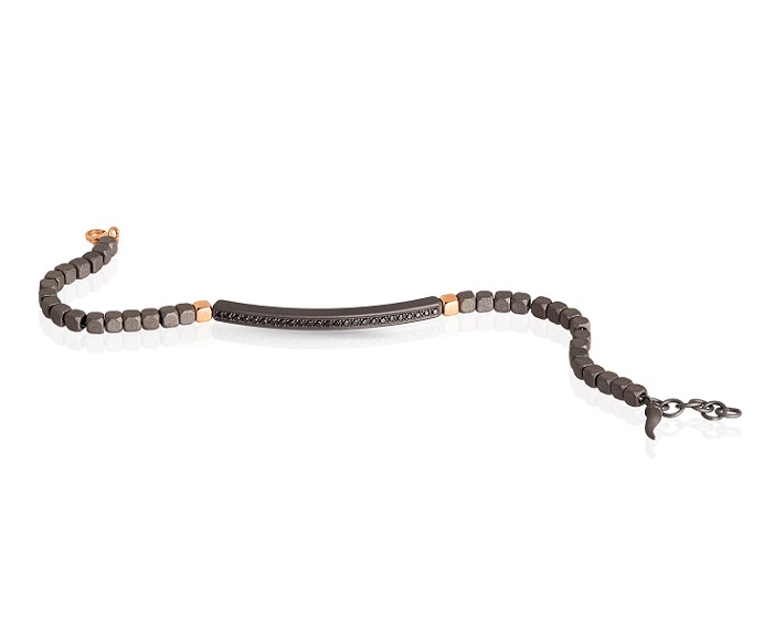 BRACCIALE DA UOMO MANO JEWELS CUBY COLLECTION IN TITANIO, ORO ROSA 9 KT E DIAMANTI BLACK ( ct. 0,25 ) - immagine 2