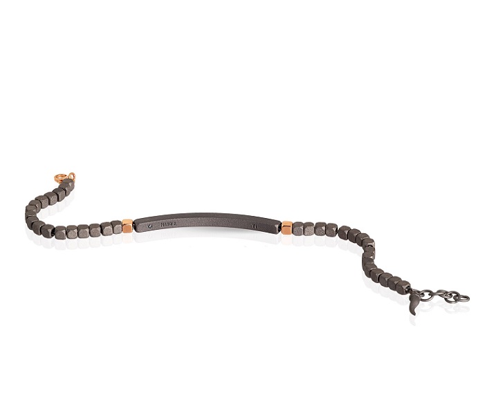 BRACCIALE DA UOMO MANO JEWELS CUBY COLLECTION IN TITANIO, ORO ROSA 9 KT E DIAMANTI WHITE ( ct. 0,25 ) - immagine 3