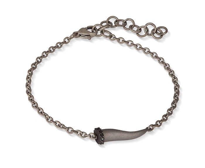 BRACCIALE DA UOMO MANO JEWELS LUCKY HORN COLLECTION IN TITANIO E DIAMANTI BLACK (ct. 0,05)