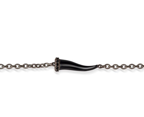 BRACCIALE DA UOMO MANO JEWELS LUCKY HORN COLLECTION IN TITANIO, SMALTO NERO E DIAMANTI BLACK (ct. 0,05) - immagine 2