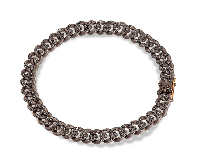 BRACCIALE DA UOMO MANO JEWELS GROUMETTE COLLECTION IN TITANIO, ORO ROSA 18 KT E DIAMANTI BLACK ( ct. 2,44 )