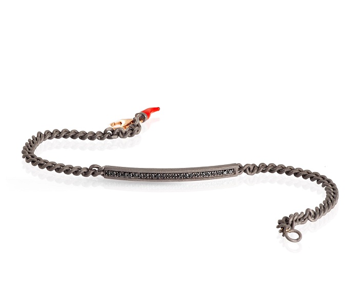 BRACCIALE DA UOMO MANO JEWELS GROUMETTE COLLECTION IN TITANIO, ORO ROSA 9 KT E DIAMANTI BLACK ( ct. 0,23 ) - immagine 2
