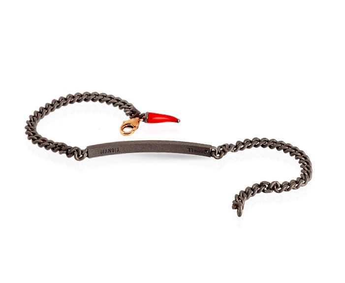 BRACCIALE DA UOMO MANO JEWELS GROUMETTE COLLECTION IN TITANIO, ORO ROSA 9 KT E DIAMANTI BLACK ( ct. 0,23 ) - immagine 3