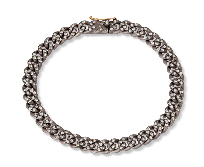 BRACCIALE DA UOMO MANO JEWELS GROUMETTE COLLECTION  IN TITANIO, ORO ROSA 18 KT E DIAMANTI WHITE ( ct. 2,44 )