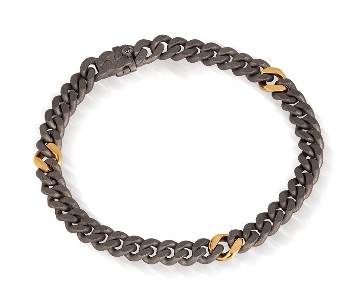 BRACCIALE DA UOMO MANO JEWELS GROUMETTE COLLECTION IN TITANIO E ORO ROSA 18 KT