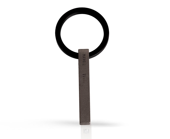 PORTACHIAVI DA UOMO MANO JEWELS MINIMAL COLLECTION IN TITANIO CON BARRETTA E DIAMANTE BLACK ( ct. 0,03 ) - immagine 2