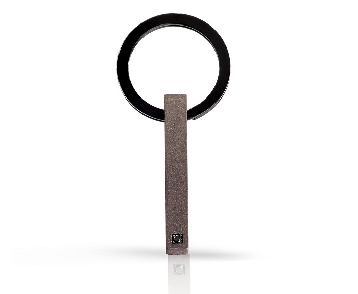 PORTACHIAVI DA UOMO MANO JEWELS MINIMAL COLLECTION IN TITANIO CON BARRETTA E DIAMANTE BLACK ( ct. 0,03 )