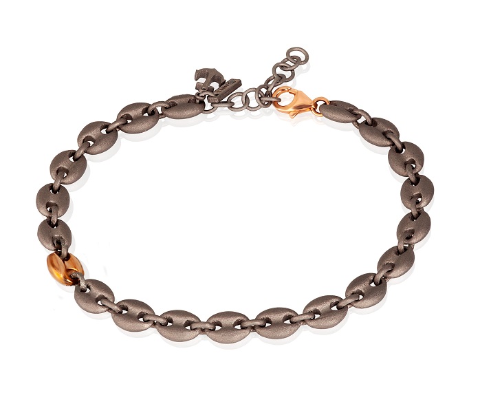 BRACCIALE DA UOMO MANO JEWELS MARINA COLLECTION IN TITANIO E ORO ROSA 9 KT