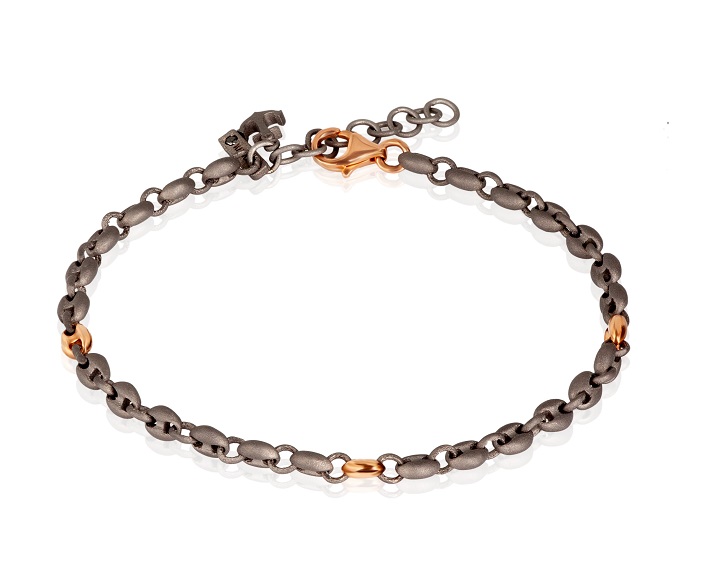 BRACCIALE DA UOMO MANO JEWELS MARINA COLLECTION IN TITANIO E ORO ROSA 9 KT