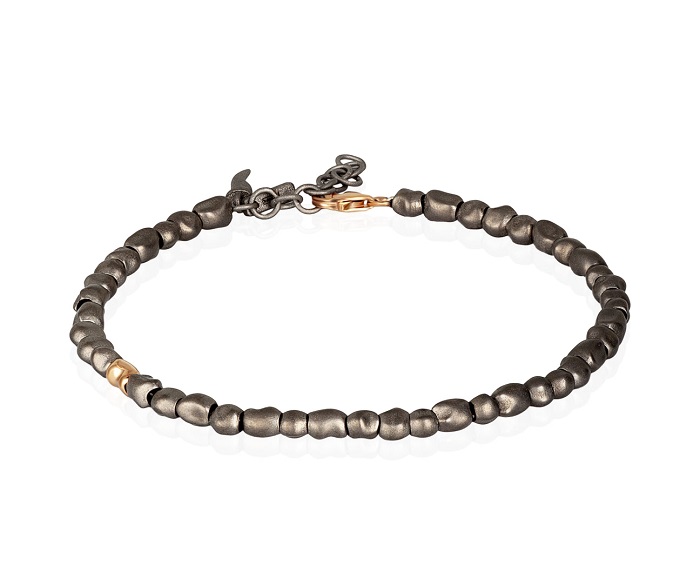 BRACCIALE DA UOMO MANO JEWELS SASSI COLLECTION IN TITANIO E ORO ROSA 9 KT