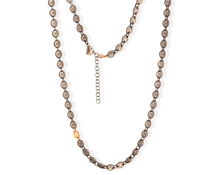 COLLANA DA UOMO MANO JEWELS MARINA COLLECTION IN TITANIO E ORO ROSA 9 KT