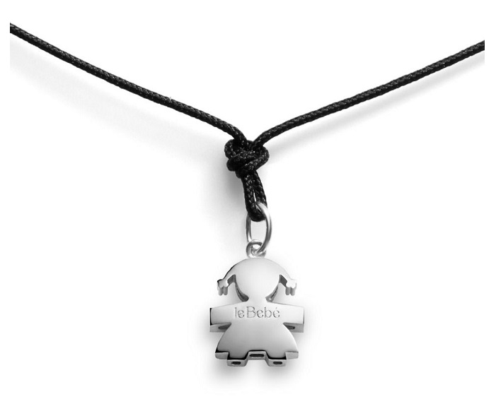 CIONDOLO LE BEBE’ I TESORINI BIMBA IN ORO BIANCO CORREDATO DI CORDINO