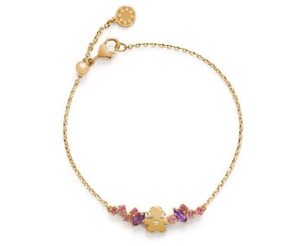BRACCIALE LE BEBE’ LES BONBONS BIMBA IN ORO GIALLO CON AMETISTA, TORMALINE E DIAMANTE (ct.0,005)